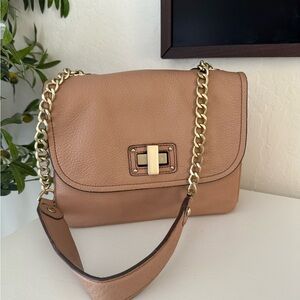 BCBGMaxAzria Camel Shoulder Bag with Gold Chain